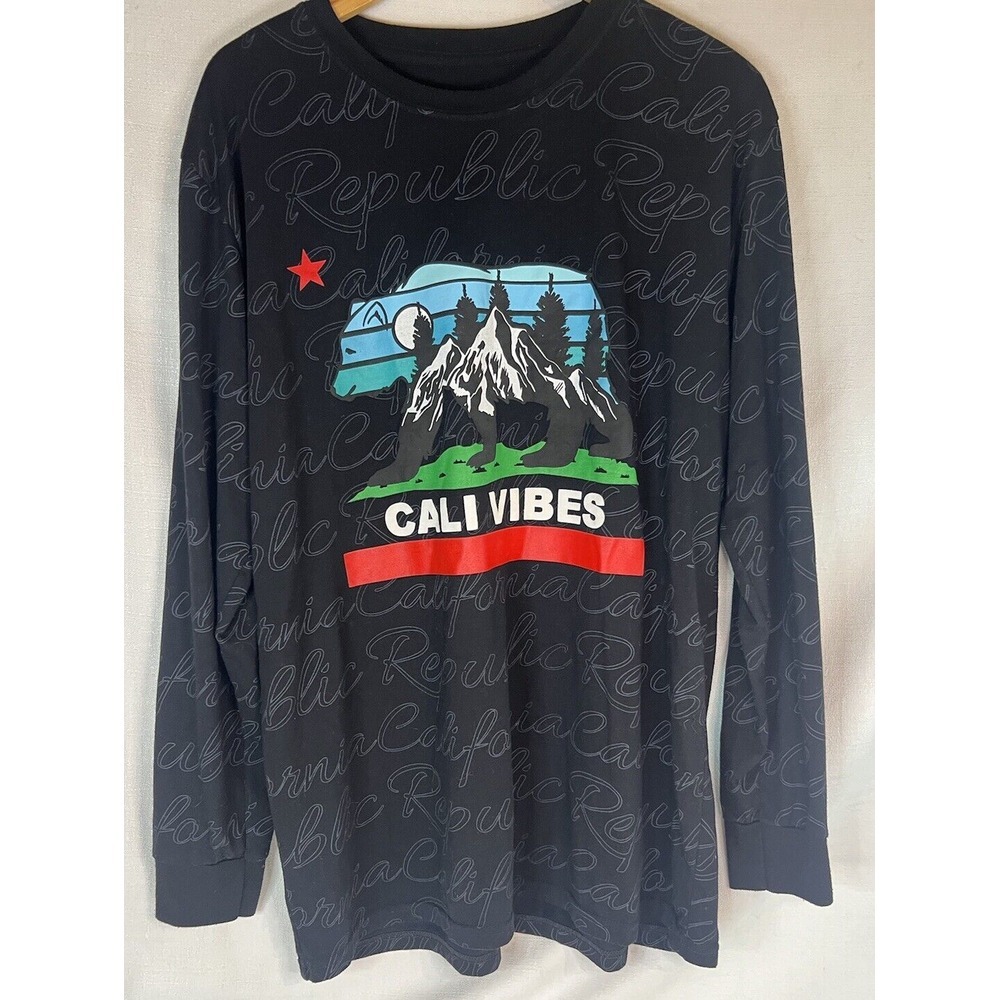 Launder T-Shirt Mens Large Cali Vibes Black Long Sleeve